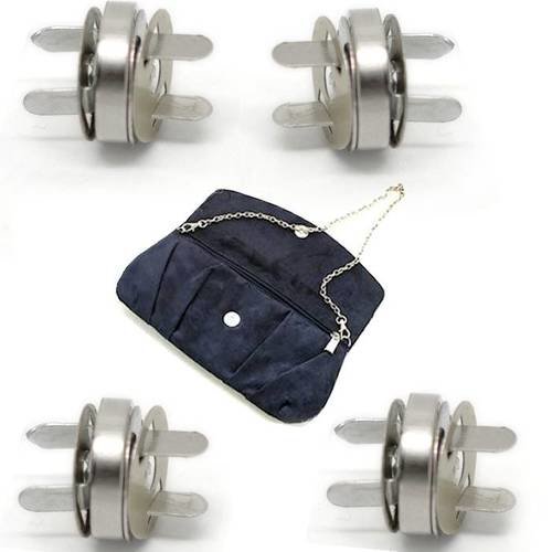 Aimant argenté ø 14 mm. lot  4 fermoirs : fermeture magnétique pour vos créations d'accessoires, sacs, cartonnage...n°230
