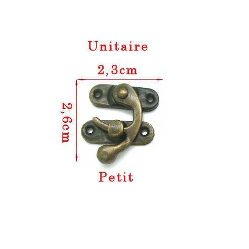 Fermeture à loquet bronze petite 2,6x2,3cm  en 2 parties .unitaire .n°300 
