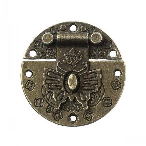 Fermeture de boite bronze rond forme papillon 3,9cm . accessoire en 2 parties . unitaire.n°303 