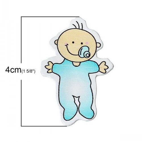 Embellisement naissance bleu bois à la forme d'un bébé .unitaire n°501