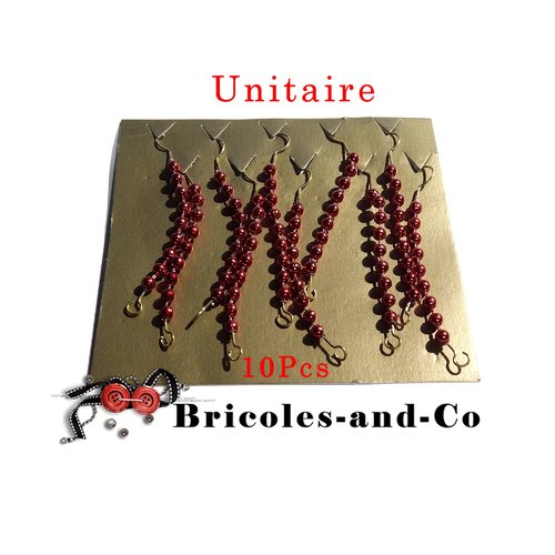 Set décoration noël, bijoux de table,  perle attache rouge .unitaire en 10pcs. n°614.