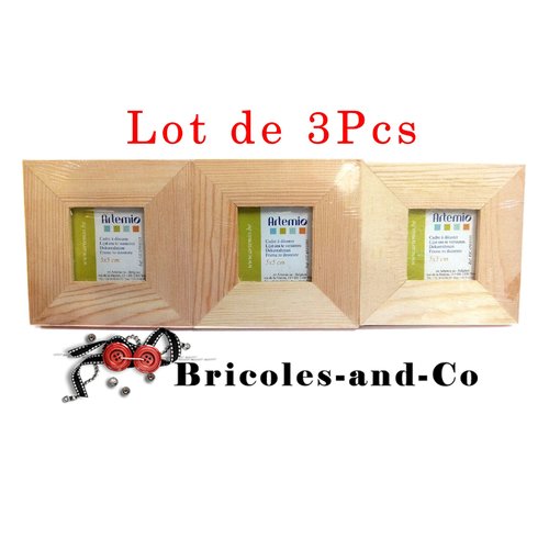 Cadre plat en bois à customiser, mix media scrapbooking .lot de 3 pcs n°2060