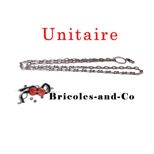 Chaine argenté b, collier design ,  65cm environ, bijoux avec mousqueton et anneau.