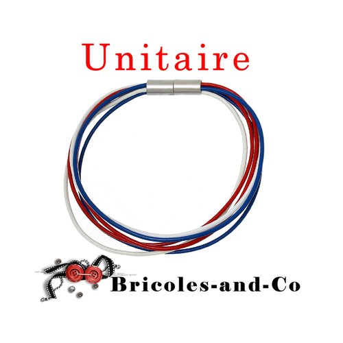 Bracelet france , multicolore  avec fermoir magnétique . 2cordons :bleus, blancs et rouges, longueur 20,2cm.