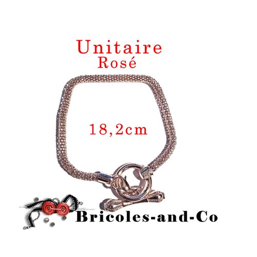 Bracelet serpent,  doré rosé, longueur environ 18,2cm, fermoir toggle  17mmx16mm. unitaire