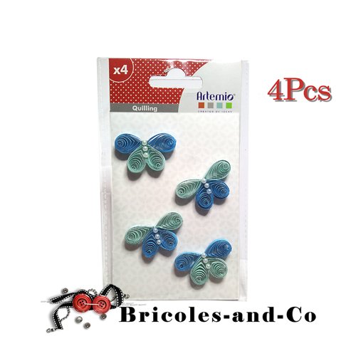 Papillon bleu quilling stickers artemio en papier  lot de 4pcs