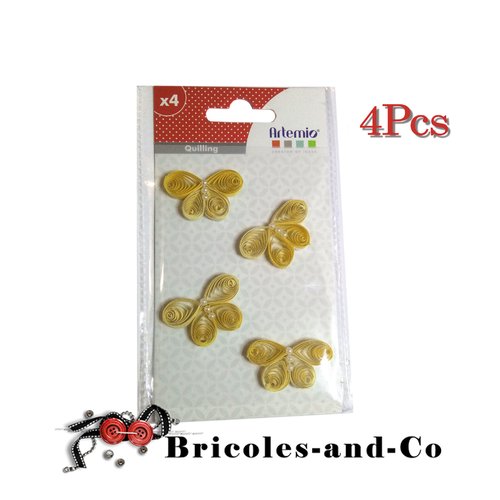 Papillon jaune quilling stickers artemio en papier  lot de 4pcs