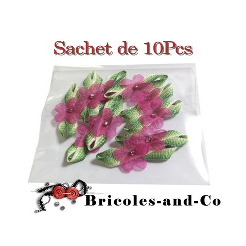 Fleur nœud petit rose  sachet de 10pcs embellissement scrap