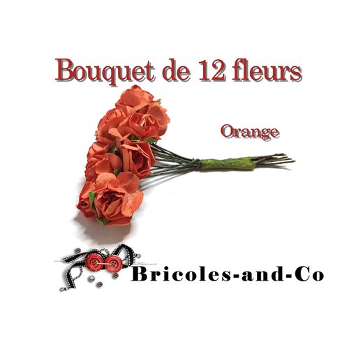 Fleur bouquet orange de 12fleurs embellissement scrap