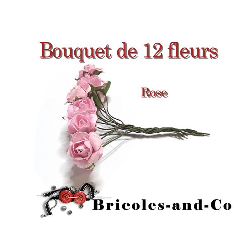 Fleur bouquet rose de 12fleurs embellissement scrap