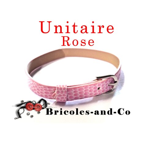 Bracelet rose simili cuir, longueur 22cm, largueur 8mm environ, bijoux fin et à la mode.