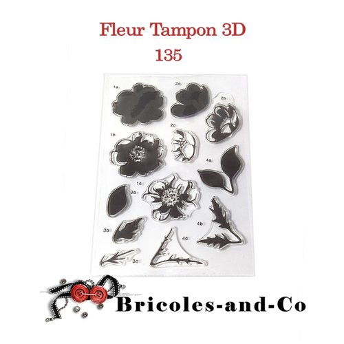 Fleur tampon 135- 3d  une planche