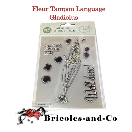 Fleur tampon language gladiolus une planche de 9pcs