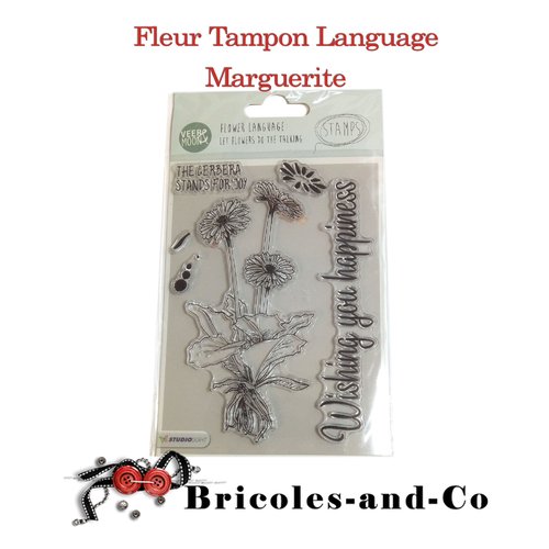 Fleur tampon language marguerite  une planche de 6pcs