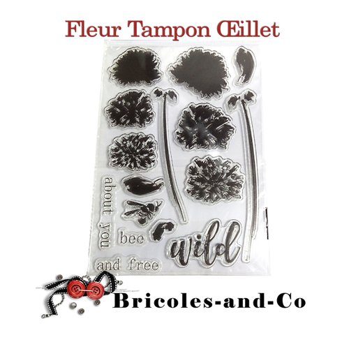 Fleur tampon œillet  une planche  de 16pcs