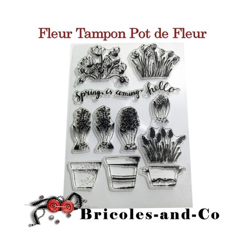 Fleur  tampon pot-de-fleur une planche  de 12pcs