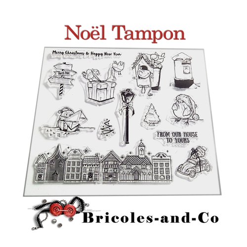 Noel tampon 13pcs village oiseaux