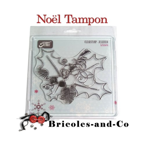 Noël tampon houx grand marque : scrappers choice
