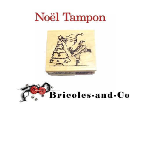 Noël tampon en bois  père noël  et sapin  marque : inkadinkado