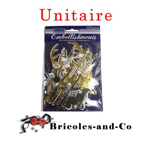 Noël embellissement sachet de 134pcs  doré blanc noir