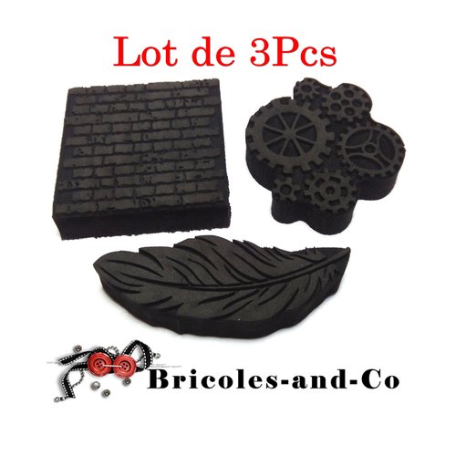 Tampon mousse écrou, plume et mur 3pcs