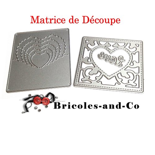 Cœur matrice de découpe  cadre  love et carte 3d lot 3pcs