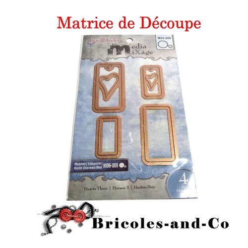 Cœur matrice de découpe media mixage marque spellbinders 4pcs