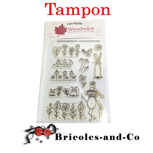 Pâques tampon lapin  chat woodware