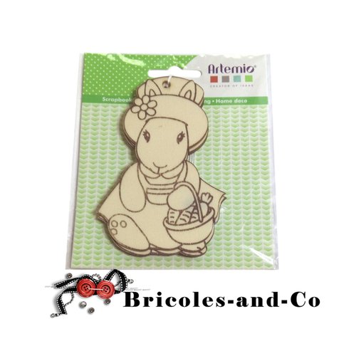 Pâques artemio lapin panier n°1 fille  3pcs bois