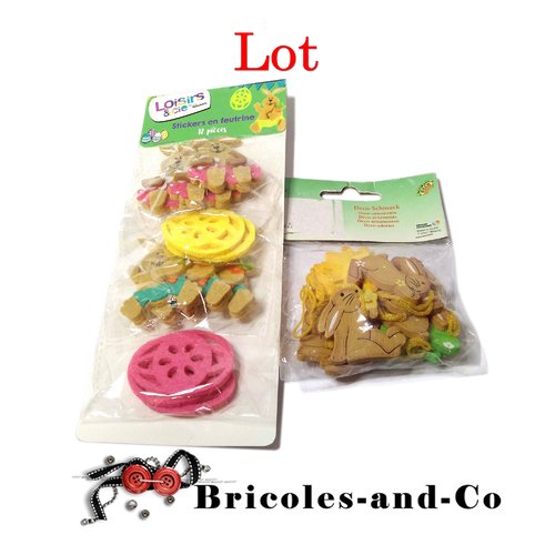 Pâques lot feutrine 12pcs et  bois 11pcs