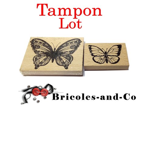 Papillon tampon en bois  lot de 2pcs