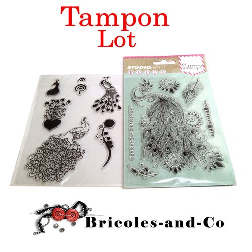 Paon tampons lot 2 planches