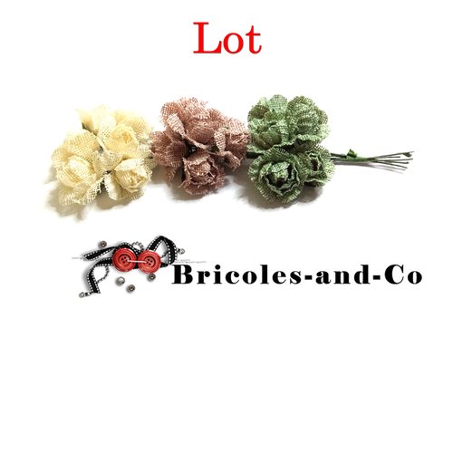 Fleur en jute 3 bouquets beige, marron et vert