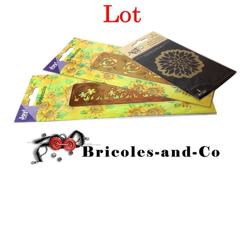 Fleur stencil lot 3pcs joy rose et herbe + fleur art c