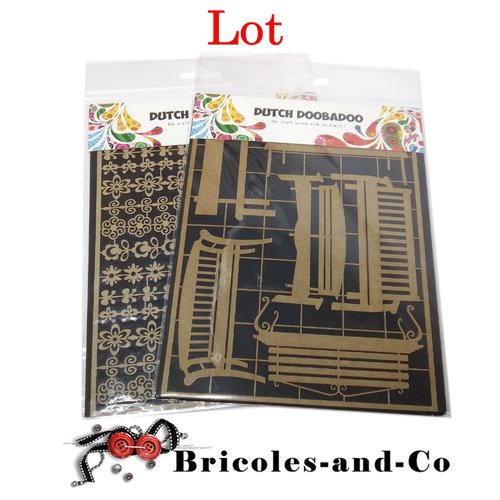 Lot : template  découpe dutch doobadoo  fleur et banc en papier