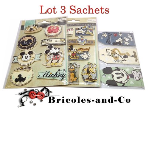 Lot 3pcs disney autocollant 3d mickey a