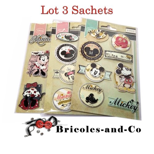 Lot 3pcs disney autocollant 3d minnie mickey a