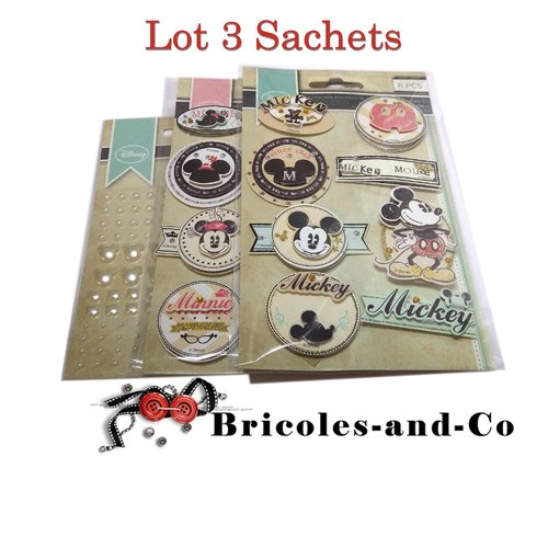 Lot 3pcs disney autocollant 3d minnie mickey b