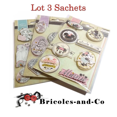 Lot 3pcs disney autocollant 3d minnie et princesses a