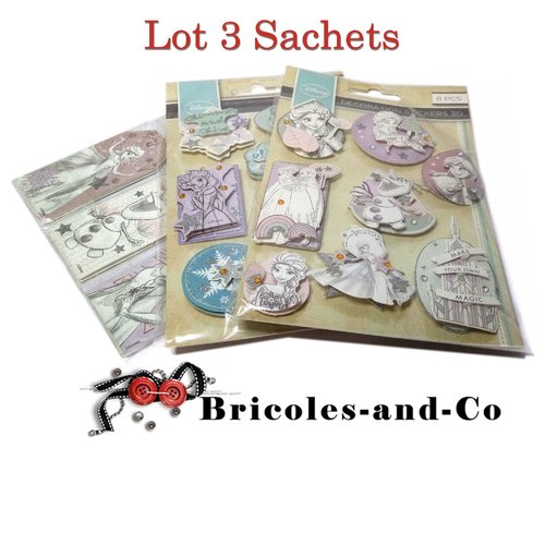 Lot 3pcs disney autocollant 3d reine des neiges