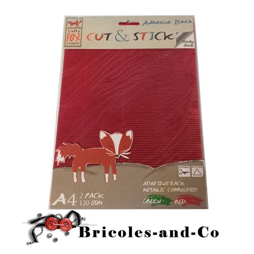 Papier carton  ondulé métallisé stickers rouge et vert