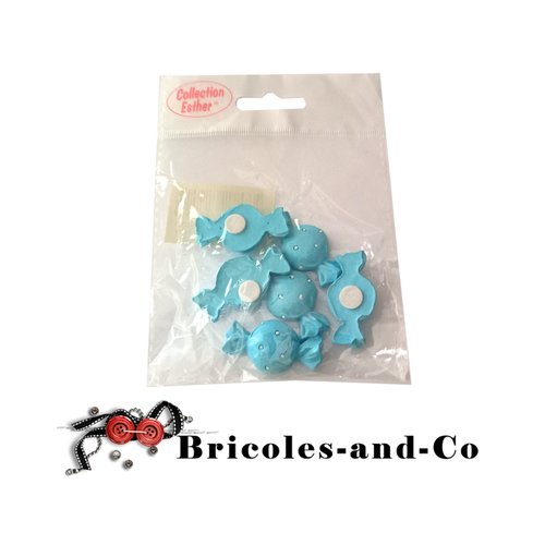 Anniversaire bonbon sticker  bleu  6pcs