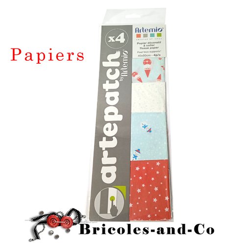 Noël  papier bleu-rouge artemio papier artepatch sachet de 4 pcs