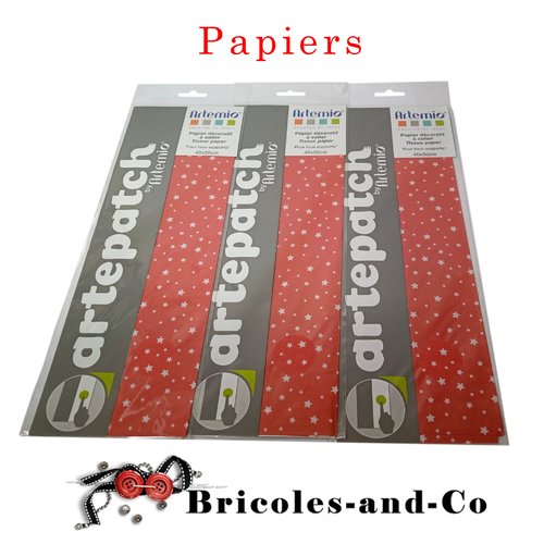 Noël  papier étoile rouge artemio papier artepatch lot de 3pcs