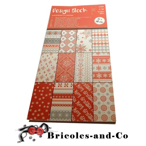 Noël  papier design rouge 24 feuilles