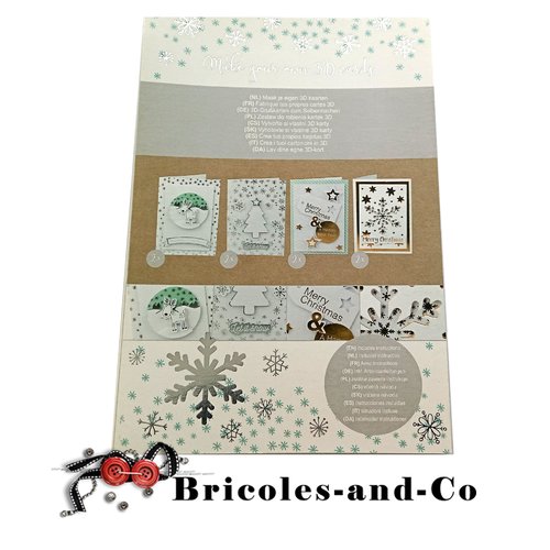 Noël bloc papier pour 8 cartes  argenté et verte flocon