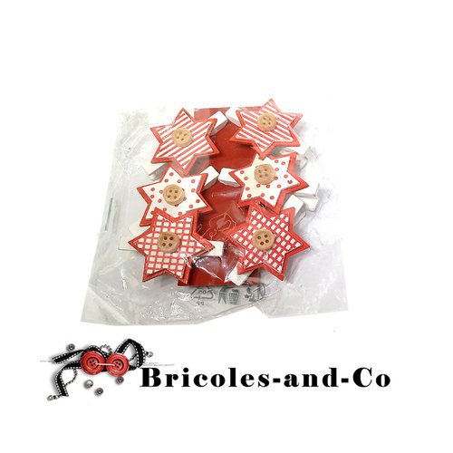 Noël  pince à linge, étoile 6pcs