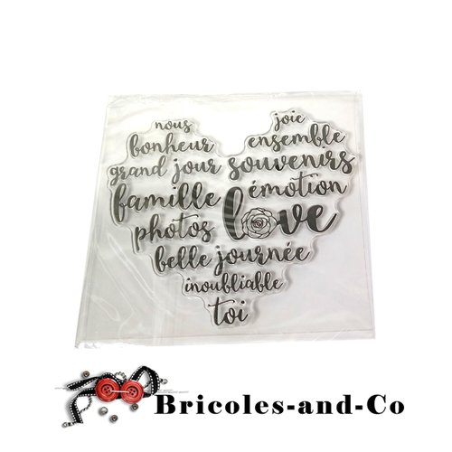 Cœur tampon texte en forme de cœur