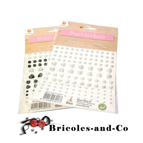 Cœur perle stickers lot 1blanc et 1 noir