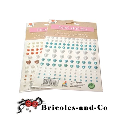 Cœur perle stickers lot 1 bleu et 1 orange